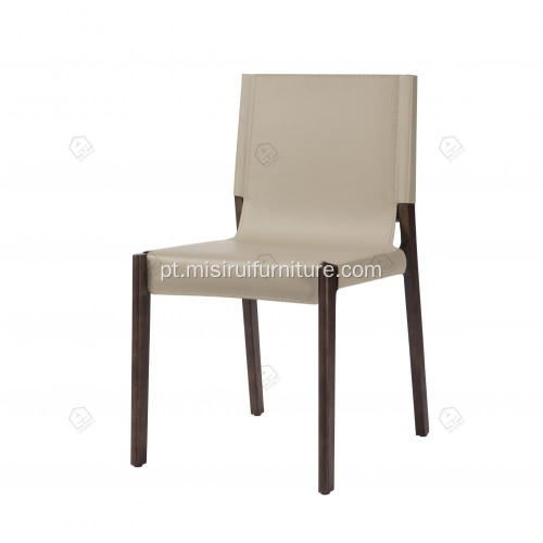 Cadeiras de jantar sem braço de couro cáqui